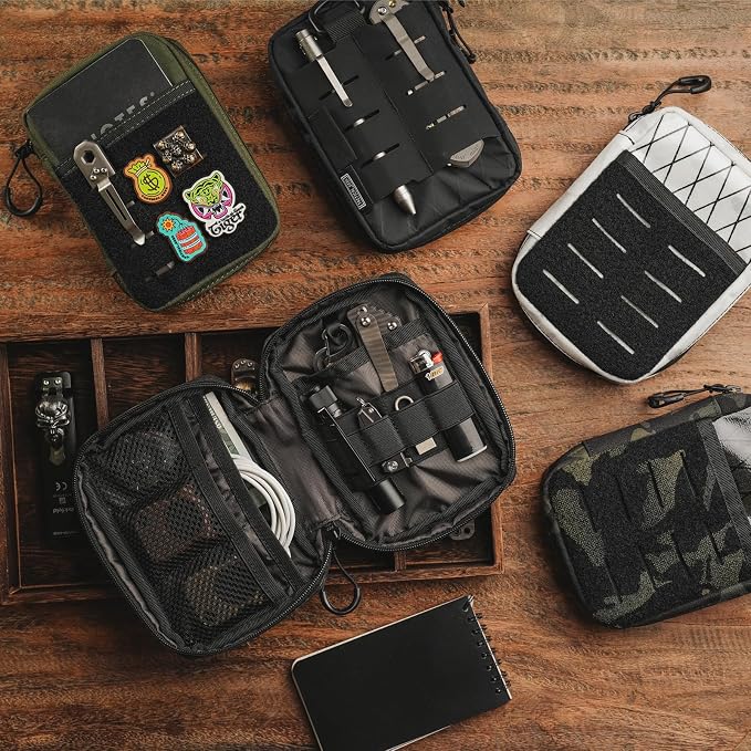 TACTICAL GEEK Block E3.0 EDC Compact Waist Pocket Pouch, Men EDC Pouch Organizer, Multi-Purpose Molle Tool Pouch, Utility Tool Organizer Bag for Daily Essentials Carry(Black Camo)