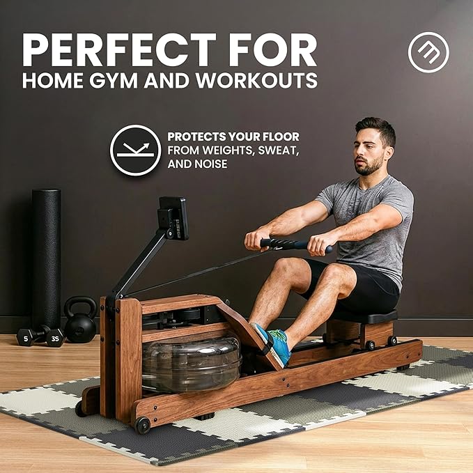 bemaxx Gym Mats Set - 18 pcs EVA Interlocking Foam Floor Tiles (12.6"x12.6"x0.4") 18sqft Protective Gym Flooring Sports Home Workout Exercise Mats Puzzle Garage Fitness Play-Room Pool Treadmill Bike