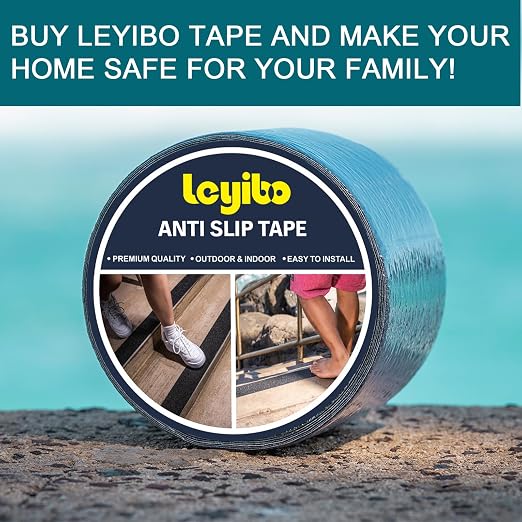 Anti Slip Tape, 1 Inch x 42 Ft Grip Tape for Stairs Outdoor/Indoor, Waterproof Non Skid Roll for Stair Treads Non Slip, High Traction Friction Abrasive Adhesive Stair Steps - Black