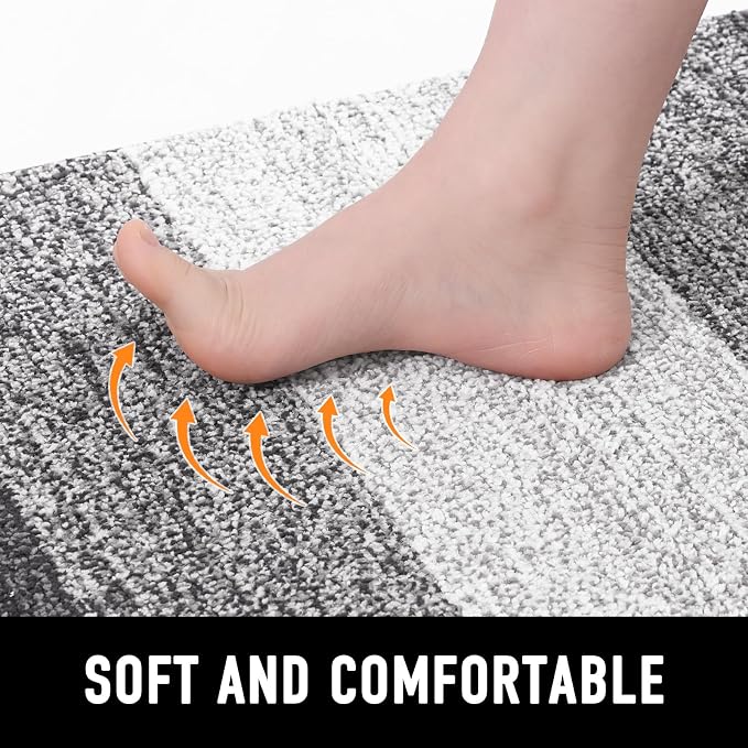 Smiry Dog Door Mat for Muddy Paws, Absorbs Moisture and Dirt, Low-Profile Entryway Mat with Non-Slip Backing, Entry Indoor Outdoor Doormat for Inside Floor (47x24 Inches, Grey, Striped)