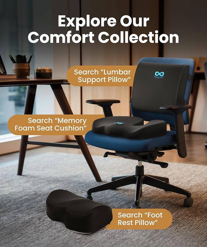 Doctor Recommended Memory Foam Seat Cushion for Office Chairs & Car - Ergonomic Office Desk Accessories - Cushions for Tailbone Pain Relief, Sciatica