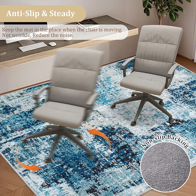 Office Chair Mat for Hardwood Floor, 72"x48" Easy Glide Computer Chair Mat Protector for Rolling Chair Under Desk Rug Nonslip Backing, Machine Wash