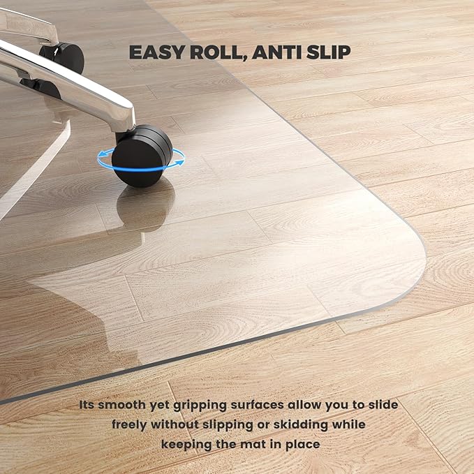 Yecaye Office Chair Mat for Hardwood Floor, 36" x 48" Clear Computer Desk Chair Mat, PVC Heavy Duty Floor Protector for Rolling Chairs, 0.07''(1.7mm) Thick Floor Mat (Transparent, 36" x 48")