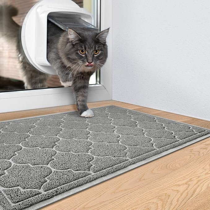 LuxStep Door Mat Large Indoor Outdoor Doormat, Non-Slip Low-Profile Design Front Door Welcome Mat for Entryway,Patio,Garage,High Traffic Areas,(Light Grey, 17"x30")