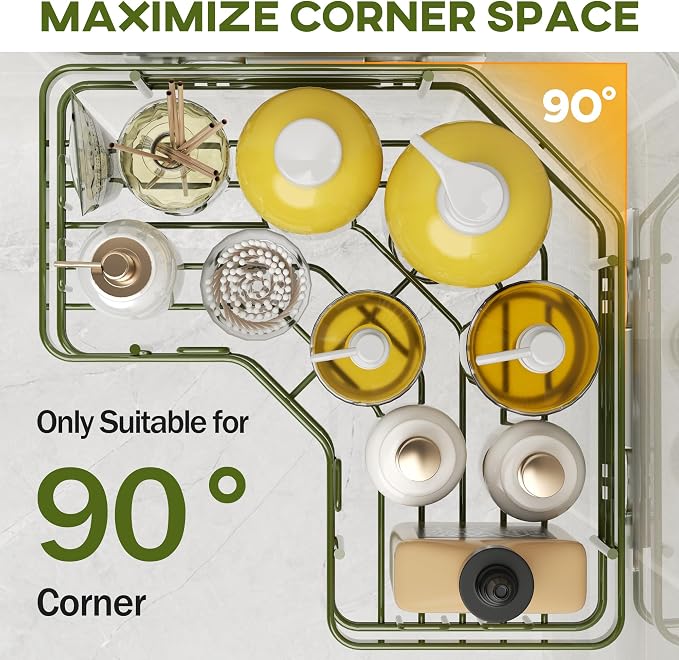 MAXIFFE 3 Pack X-Large Corner Shower Caddy with Soap Holder, Large Capacity Sturdy Easy Install No Drilling Stainless Steel Hold 40 LB Shower Organizer Shelves Rack for Family Renters Bathroom, Green