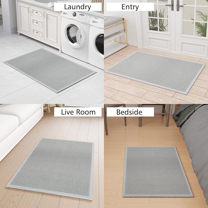 SUMLANS Kitchen Mat 1 PCS, Cushioned Non Slip Rugs for Kitchen Floor, Absorbent Runner Comfort Standing Mats Washable for Kitchen, Office, Home (Grey, 24"x36")