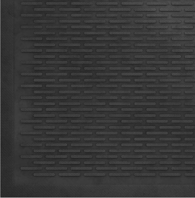 Ottomanson Waterproof Rubber Outdoor Doormat – Heavy-Duty Non-Slip Rubber Floor Mat with Ridge Scraper Pattern, All-Weather Front Door Entry Mat for Mud & Dirt Control – 18" x 30", Black
