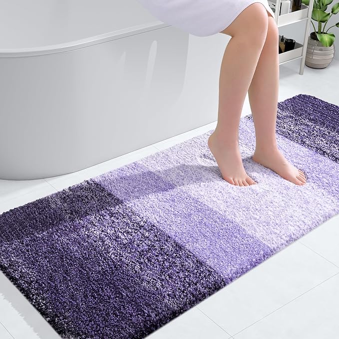 OLANLY Large Bathroom Rugs Mat 54x24, Extra Soft Absorbent Microfiber Bath Rugs, Rubber Backing, Quick Dry, Machine Washable Bath Mat for Bathroom Floor, Tub and Shower, Home Decor Accessories, Violet