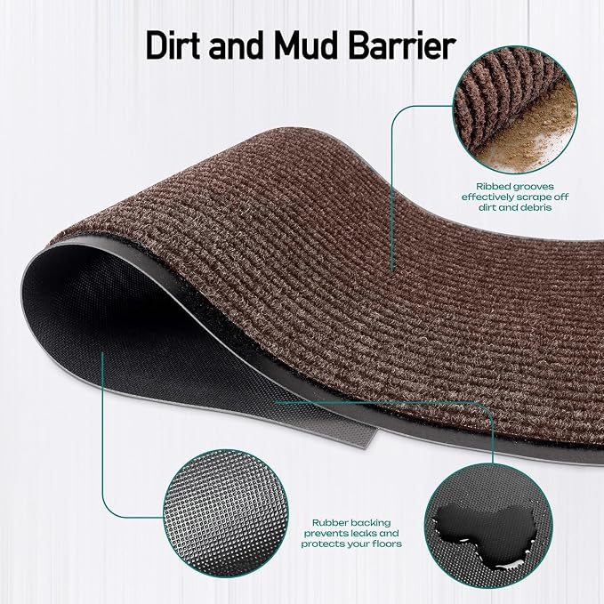 MaxMat® Extra Large Commercial Door Mat, Rubber Border Heavy Duty Door Mat, Waterproof, Low-Profile, Easy to Clean, Rubber Entry Mat. (Brown, 3 x 6 feet)