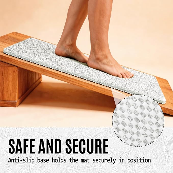 Joyhalo Shower Mat Bathtub Mat Non Slip, Bathmats Non Slip, Quick Drying Foot Scrubber Loofah Mats for Shower, Tub, Bathroom, Home, 31.5x16inch, White