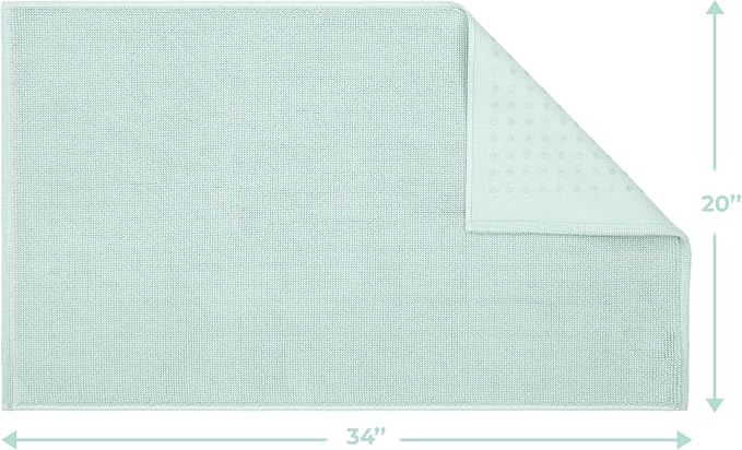 Cotton Paradise 100% Cotton Turkish Bathmat Rug, Soft Absorbent Quick Dry Non Slip, 20x34 Bathmat Rug, Mint Green
