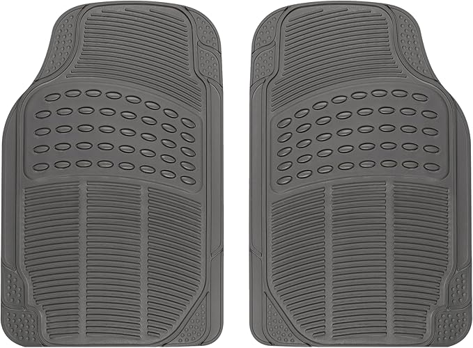 BDK ProLiner Floor Mats for Cars Trucks SUV, 2-Piece All-Weather Car Mats with Universal Fit Design, Durable Car Floor Mats with Capture Ridges, Waterproof Rubber Floor Mats for Cars (Gray)