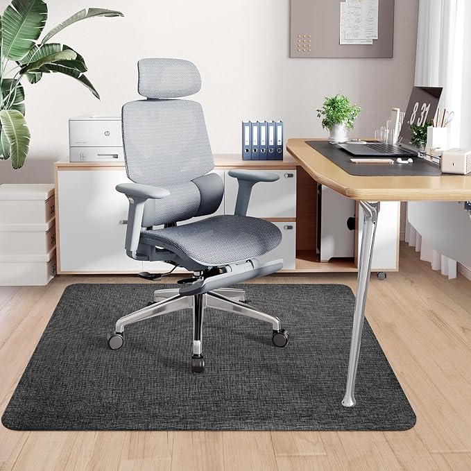 Sycoodeal Office Chair Mat for Hardwood & Tile Floor,Computer Gaming Chair Mat for Rolling Chairs Non-Curve, Anti-Slip, Heavy Duty Floor Protector for Home Office,Dark Black (40" x 55")