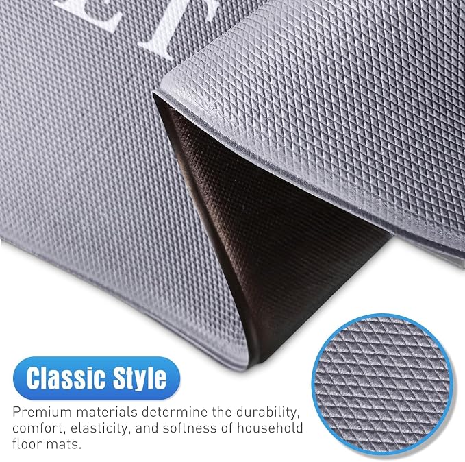 HappyTrends Kitchen Mat for Floor, 2PCS Cushioned Anti-Fatigue Kitchen Rugs, Waterproof Non-Slip Standing Mats and Rugs Set for Kitchen, Office, Laundry, Black, 17.3"×30"+17.3"×59"