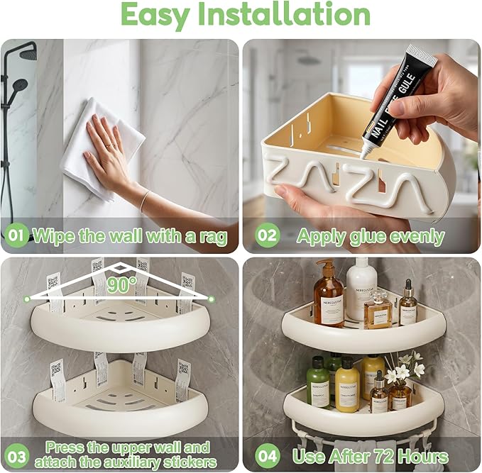 Shower Caddy Hanging, 2 Pack Never Rust Shower Organizer Hanging, Aluminum Shower Racks for Inside Shower with Hooks for Razor, Bathroom Organizers and Storage with Soap Holder, White