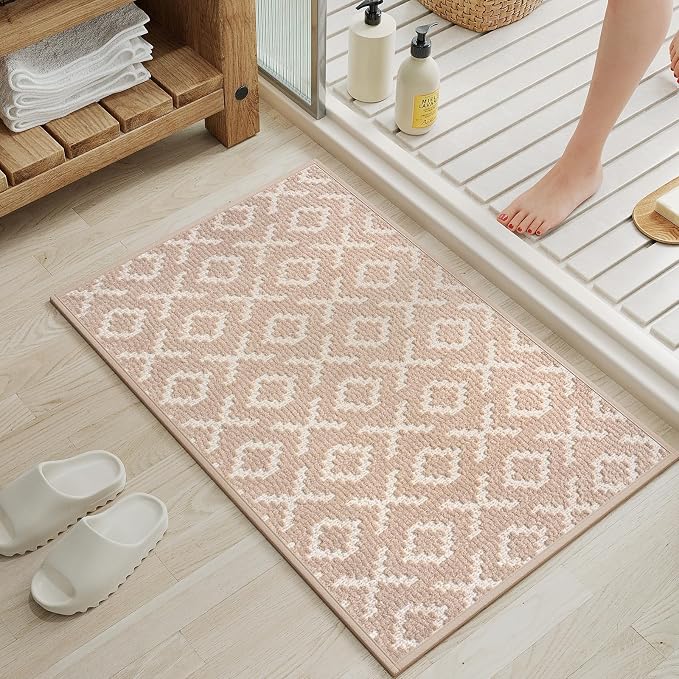 YDKGL Bathroom Rugs Non Slip, Super Absorbent Quick Dry Bath Mat, Rubber Backing Ultra Thin Bathroom Mats Fit Under Door Bathroom Floor Bathtub Shower