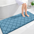 OLANLY Memory Foam Bath Mat Rug 59x24, Ultra Soft and Absorbent Bathroom Rugs, Non-Slip, Comfortable, Machine Washable Bath Carpet for Bathroom Floor, Tub, Shower and Home Decor Accessories, Blue