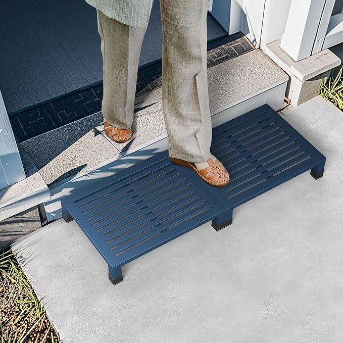 One Step Stool Platform 3.8" Height for Adults, Kids. Heavy Duty/Portable/Nonslip/Durable Construction Safe Step Stool for Bedroom/Kitchen Bed, Bathroom,Kitchen，Garden (Dark Blue)