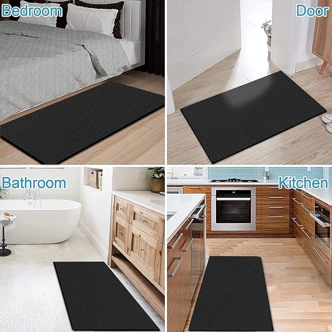 godehone Shower Mats Non Slip Without Suction Cups, PVC Loofah Bathroom Mats, Loofah Mats for Shower and Bathroom, Quick Drying, 23.6× 47.2 Inch, Black