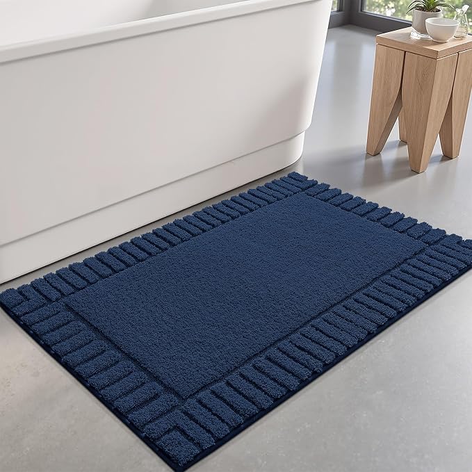 LUMI Bathroom Rugs Non Slip with Rubber Backing, Extra Soft Plush Microfiber Bath Rug Absorbent, Machine Washable Bath Mat Quick Dry for Tub, Shower, Hotel, Blue, 24"x36"