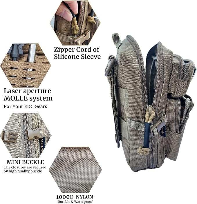 2 Pack Tactical Molle Utility Pouchs,Mini Belt Pouch EDC Pouch Tactical Phone Pouches Outdoor Admin Tool Pouch Medical EDC IFAK Pack with US Flag Patch