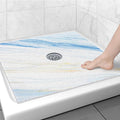 Square Shower Mat Non Slip: 36x36 Inch Large Shower mats for Inside Shower with Drain Hole in Middle, Super Soft PVC Loofah Massage Shower Floor Mat, Anti Slip Shower Stall Mat, Quick Drying