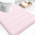 OLANLY Memory Foam Toilet Rugs U Shaped 24x20, Super Soft Absorbent Contour Bath Rugs, Quick Dry, Machine Washable Toilet Mat, Bathmat Floor Carpet, Bathroom Home Decor Accessories, Pink
