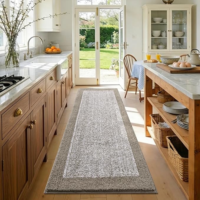 60x24 Long Bathroom Rugs Washable Non Slip, Bath Mat for Bathroom Floor Tub, Soft Absorbent Quick Dry Mats for Shower,Bathtub,Home Decor（Greige）