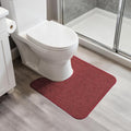 Bosap Toilet Rugs U Shaped Bathroom Rug,Machine Washable Non Slip Quick Dry Super Absorbent Ultra Thin Toilet Mats for Bathroom Toilet.Red,1'8"x2'(20x24inch)
