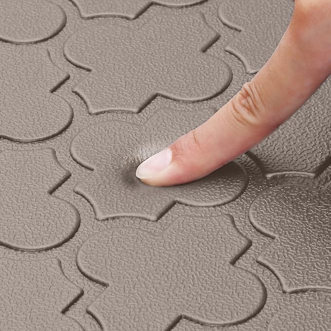 WISELIFE Kitchen Mat Cushioned Anti Fatigue Floor Mat,17.3"x28",Thick Non Slip Water Resistant Kitchen Rugs and Mats,Heavy Duty Foam Standing Mat for Kitchen,Floor,Home,Office,Desk,Sink,Laundry, Khaki