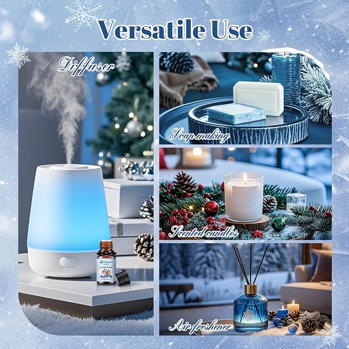 Essential Oils Winter Set,Premium Fragrance Essential Oils Gift Set for Diffuser, Soap & Candle Making Scents - Gingerbread,Warm Woollen Blanket, Balsam Fir, Snow Walk, Sleigh Ride