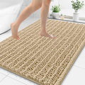 Smiry Bathroom Rugs Mat 48x32, Extra Soft Absorbent Chenille Bath Rugs, Non Slip Rubber Backing Machine Washable Quick Dry Bath Mats for Bathroom Floor, Tub, Shower, Home Decor Accessories, Beige