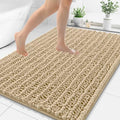 Smiry Bathroom Rugs Mat 44x32, Extra Soft Absorbent Chenille Bath Rugs, Non Slip Rubber Backing Machine Washable Quick Dry Bath Mats for Bathroom Floor, Tub, Shower, Home Decor Accessories, Beige