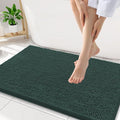 Smiry Luxury Chenille Bathroom Rugs 34x21, Extra Soft and Absorbent Shaggy Bath Mat, Machine Washable, Non-Slip Plush Carpet Runner for Tub, Shower, and Floor, Home Decor Accessories, Green