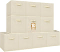 STORAGE MANIAC Storage Cubes, 13 Inch Collapsible Storage Bins with Handles, 10 Pack Fabric Foldable Bins for Organization, Durable Storage Bins for Closet, Shelves, Offices, 10-Pack Beige