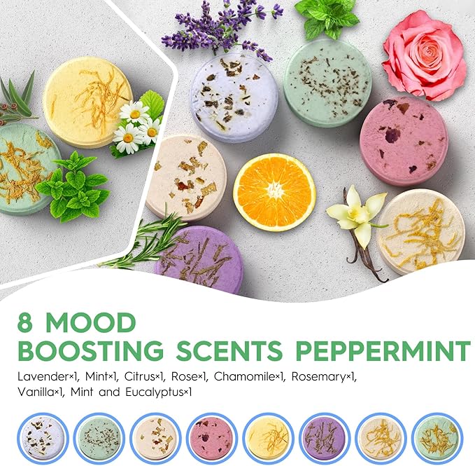Shower Steamers Aromatherapy Mothers Day Gifts for Women 8 Pack, Shower Bombs Birthday Gift for Mom with Lavender Natural Essential Oils, Self Care Gifts for Women Lover Home Spa