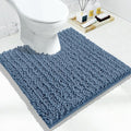 Yimobra Toilet Rug U Shaped Washable 24x24 Inch - Ultra Soft Absorbent Chenille Bath Rugs for Toilet, Quick Dry & Machine Washable, Non Slip Contour Bathroom Mat, Denim Blue