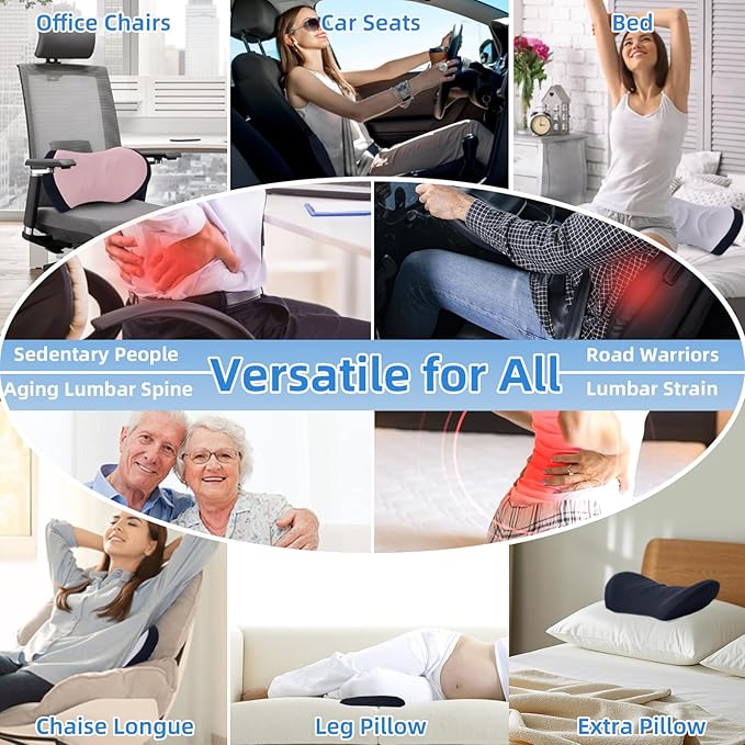 Lumbar Support Pillow for Office Chair - Lumbar Pillow for Car - Ergonomic Lumbar Support Pillow for Car Automotive Seat Cushions