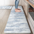 KIMODE Kitchen Mats for Floor, Abstract Kitchen Rugs Sets of 2, Anti Fatigue Mats for Kitchen Floor, Cushioned Comfort Kitchen Floor Mats for Sink Laundry Desk Multi-Blue 17"x59"+17"x29"