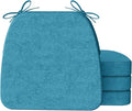AAAAAcessories D-Shaped Chair Cushions, 2" Thick Dining Chair Pads with Ties and Removable, Machine-Washable Cover, 17" x 16", Set of 4, Teal