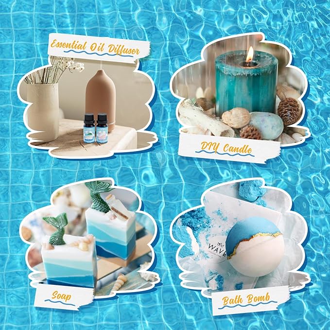 Soulorigin Summer Essential Oils Set, Fragrance Oil Gift Set for Oil Diffusers, Scented Oils for Soap Candle Making 6x10ml - Sea Breeze, Pineapple, Watermelon, Coconut, Pink Beach, and Pina Colada