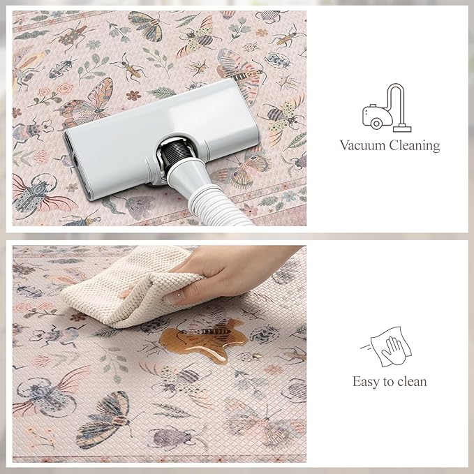 LEEVAN Anti Fatigue Mats for Kitchen Floor Non-Slip, Cushioned Kitchen Mats for Floor 2 Piece, Pink Memory Foam Kitchen Mat Set, Waterproof Ergonomic Standing Mat for Bar, Office,Desk, Laundry