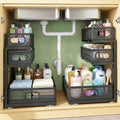 Under Sink Organizer, 2-Pack 3-tier Under Sink Storage Organizer Adjustable Height Easy Assembly Pull Out Cabinet Organizers Basket for Bathroom Kitchen Pantry Home Organization