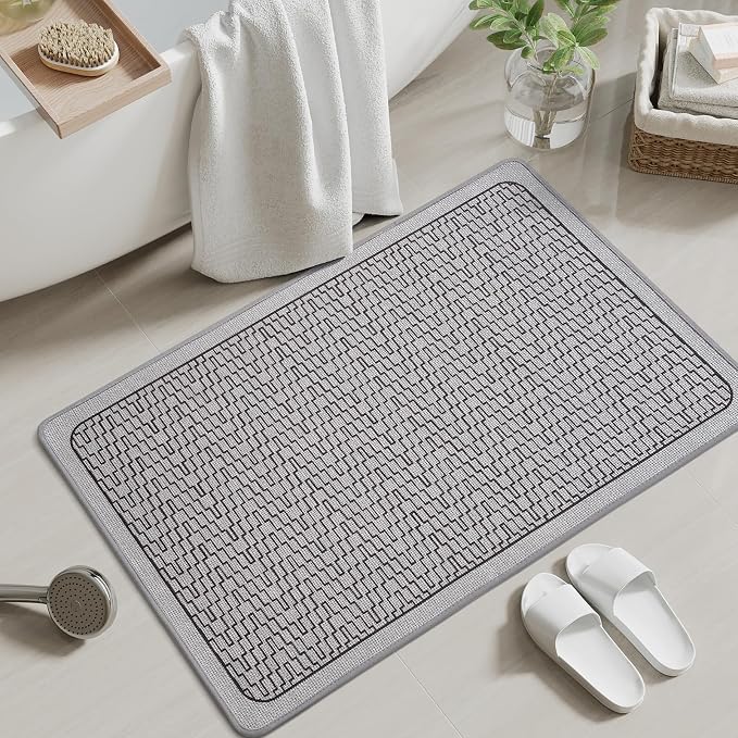 YDKGL Bathroom Rugs, Ultra Thin Bath Mat Fit Under Door Super Absorbent Non Slip Quick Dry Bath Mat, Rubber Backing Shower Mat Outside Shower