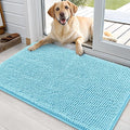 OLANLY Dog Door Mat for Muddy Paws 35x24, Absorbs Moisture and Dirt, Absorbent Non-Slip Washable Doormat, Quick Dry Chenille Mud Mat for Dogs, Entry Indoor Entryway Carpet for Inside Floor, Blue