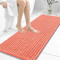 OLANLY Long Bathroom Rugs Runner 47x17, Thick Soft and Absorbent Chenille Bath Mat, Non-Slip, Machine Washable Quick Dry Bath Rugs for Tub Shower Floor, Home Decor Accessories, Coral