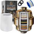 AquaHomeGroup 20 Stage Shower Filter with Vitamin C and E - Reduces Chlorine and Heavy Metals - 2.5 GPM - 2 Cartridges Included - Universal Fit - Golden