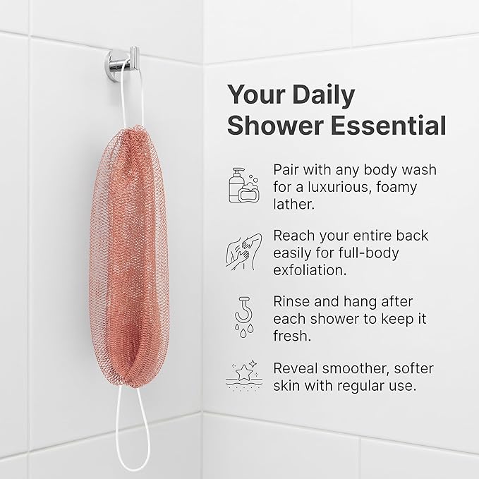 UJFQBH African Net Sponge Authenti, Exfoliating Body Scrubber for Back and Hard to Reach Areas, Gentle Daily Exfoliation for Deep Cleansing, Quick Drying Shower Essential, Berry Pink 3 Pack