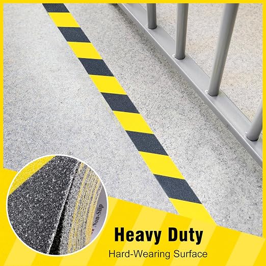 S&X Black/Yellow Anti Slip Tape, 6" x 33 FT, Heavy-Duty Grip Tape for Stairs Outdoor Waterproof Safety Non Skid Roll High Traction Non Slip Treads with Hard-Wearing Surface