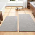 YIHOUSE Gray Bathroom Rugs Sets 2 Piece, Quick Dry Thin Bath Mat, Non Slip Absorbent Machine Washable, Bath Rugs for Bathtub Sink Home Decor (17"x24" + 17"x32")